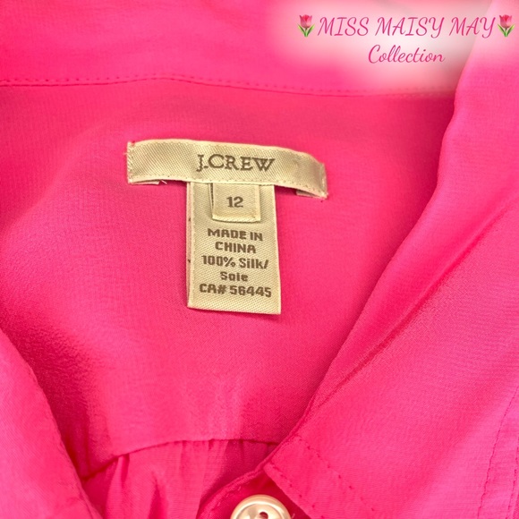 J. Crew, 100%SILK, Hot Pink, Sz 12, Button-up top in eye catching pink - Picture 3 of 11